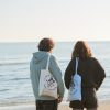 Friendly Shop Tote Bag in Cotone Biologico Retro Natural Azzurro