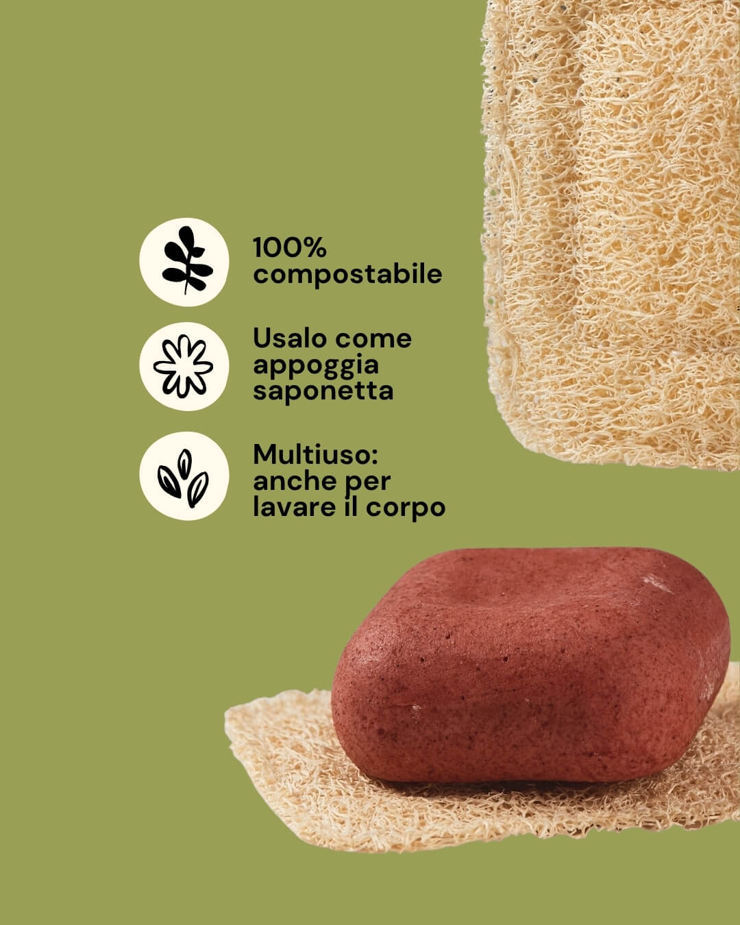 Porta saponetta in luffa - friendly beings 2 Porta saponetta in luffa - friendly beings - immagine 2