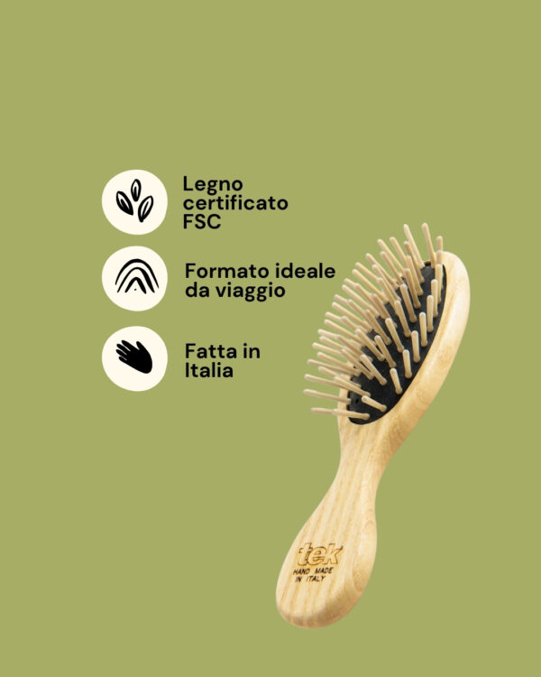 Tek Spazzola in Legno Piccola per Capelli Info
