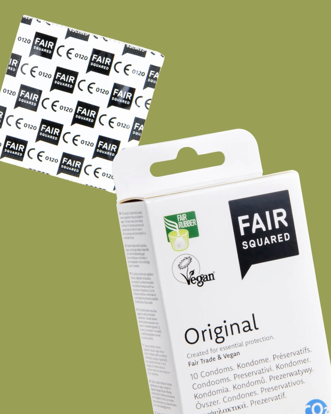 Fair squared preservativi vegani in lattice naturale original dettaglio