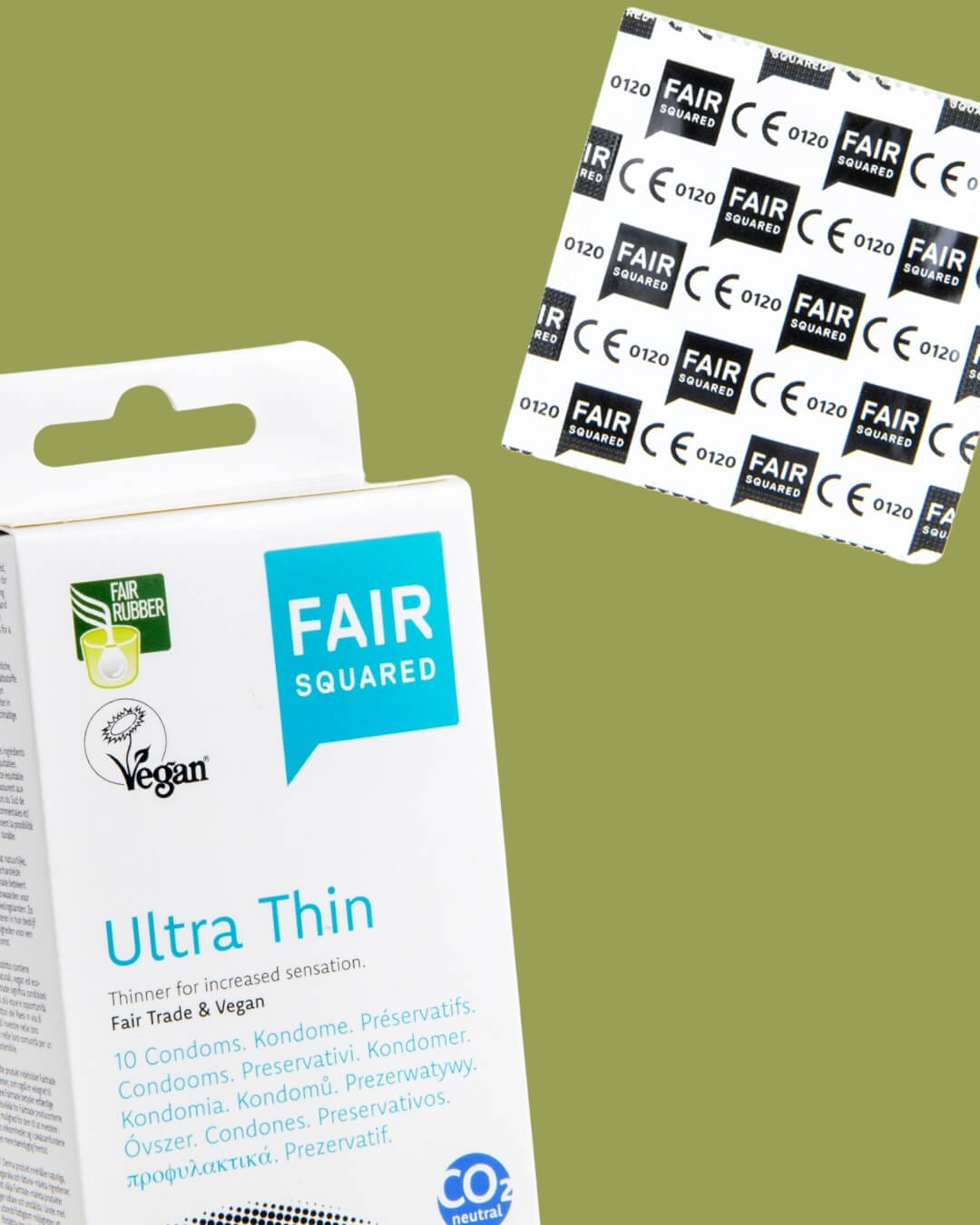 Fair squared preservativi vegani in lattice naturale ultrathin dettaglio