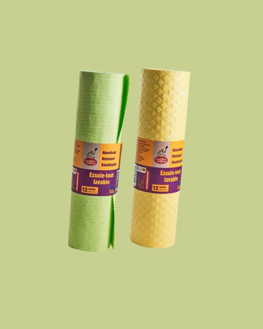 Rotolo da cucina riutilizzabile - la droguerie ecologique 1 Ecodis rotolo da cucina riutilizzabile verdegiallo