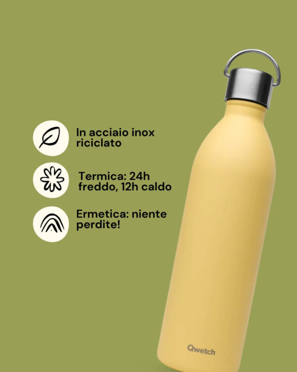 Qwetch Borraccia Termica in Acciaio Inossidabile 1L Lemon Info