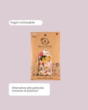Bees Wrap Foglio Cerato Vegan per Alimenti Sandwich Wrap Info