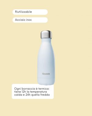 Qwetch Borraccia Termica in Acciaio Inossidabile 260ml Pastel Blue Info Info