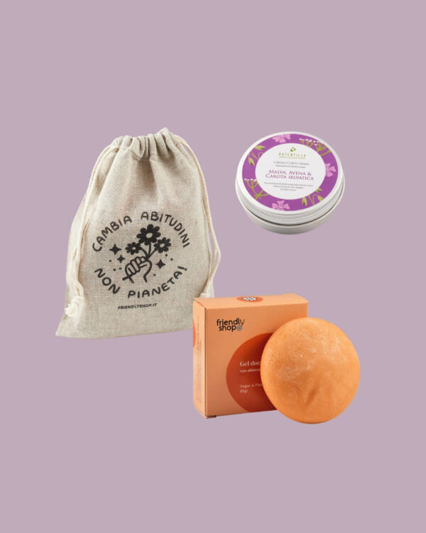 Friendly Shop Kit Regalo Pelle Vellutata Grigio New