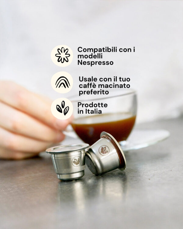 WayCap Capsule Riutilizzabili Compatibili Nespresso Classico Set 1 Capsula con Caffè Pronto
