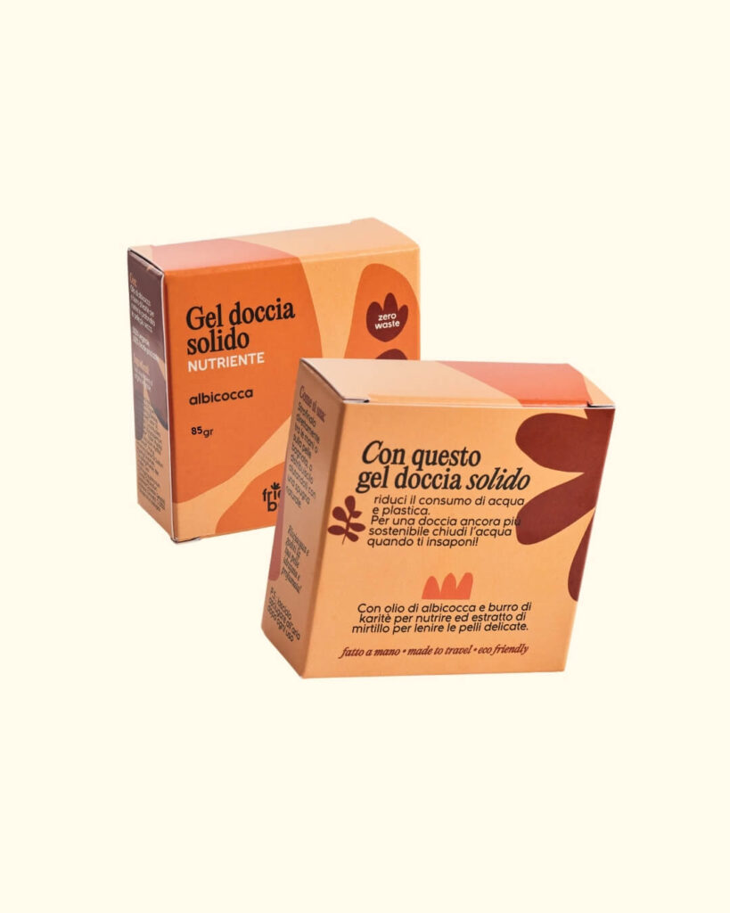 Friendly beings gel doccia nutriente albicocca pack retro e fronte faq