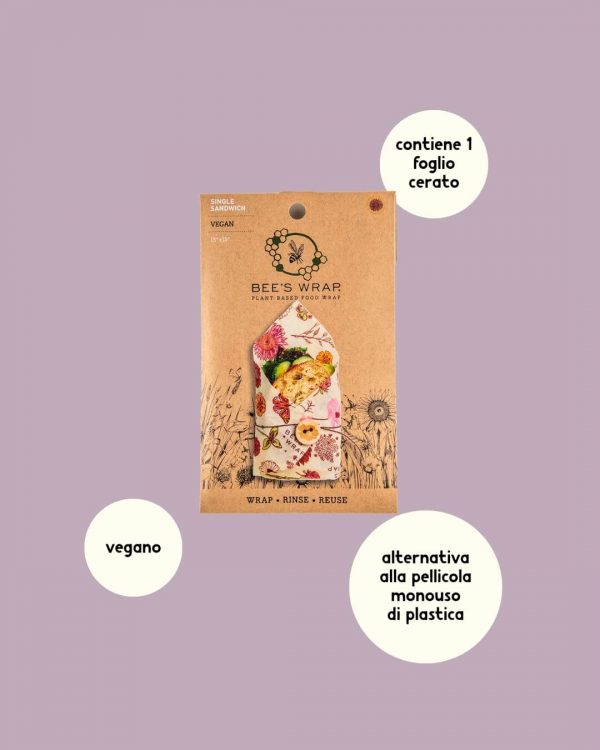 Bee's Wrap Foglio Cerato per Alimenti Sandwich Wrap Informazioni