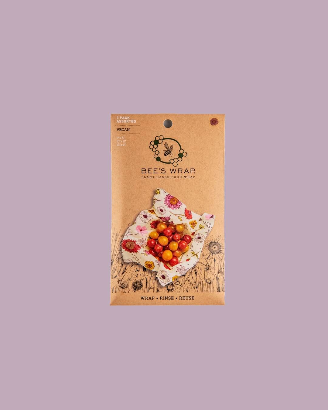 Bee's Wrap Set 3 Fogli Cerati per Alimenti Floral