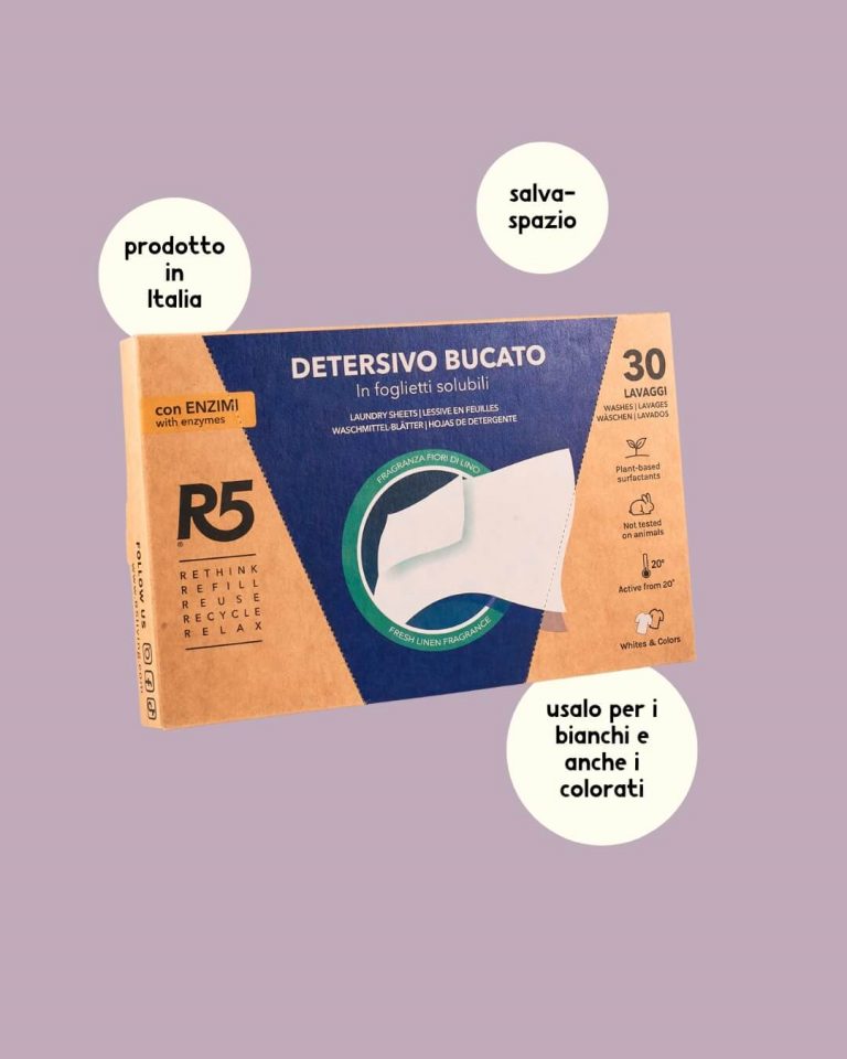 R5 living detersivo in fogli per lavatrice informazioni