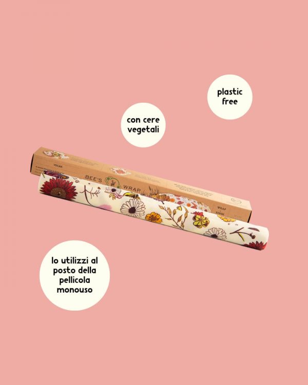 Bee's Wrap Rotolo Cerato Vegan per Alimenti XXL Roll Info