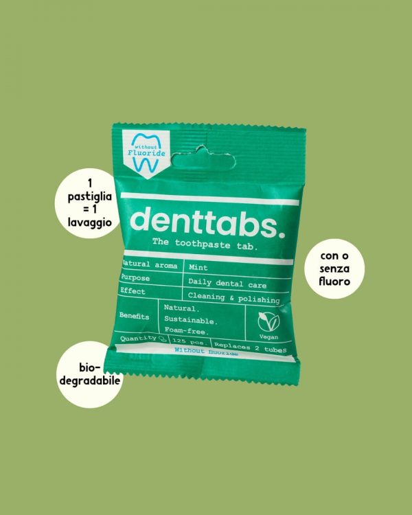 Denttabs dentifricio in pastiglie senza fluoro menta info