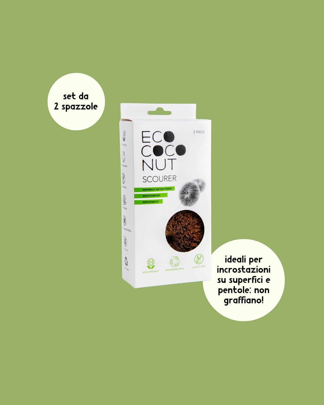 Ecococonut set 2 spazzole in fibra di cocco info