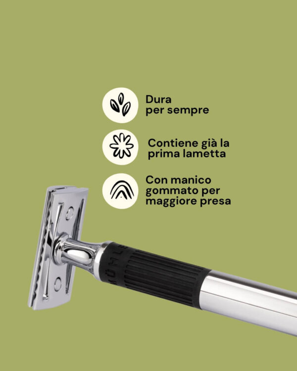 Muhle Rasoio Riutilizzabile con Manico Gommato Neo Info