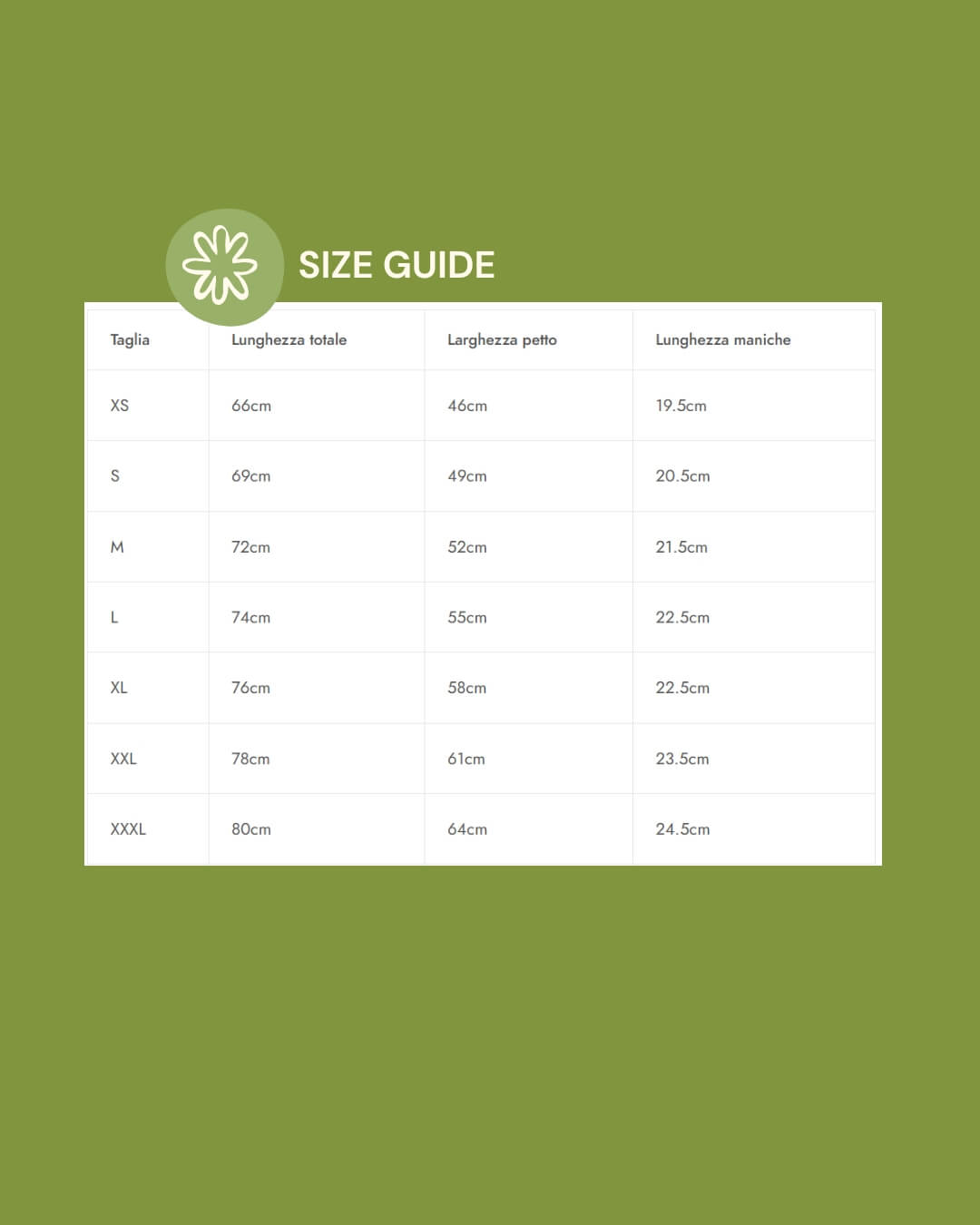 T-shirt in cotone biologico - your best period 3 Size guide t-shirt